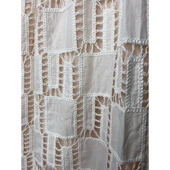 ba&sh Jupe Anira Cutout Skirt Women's Medium A-Line Midi Quiet Luxury Cotton - Picture 2 of 8